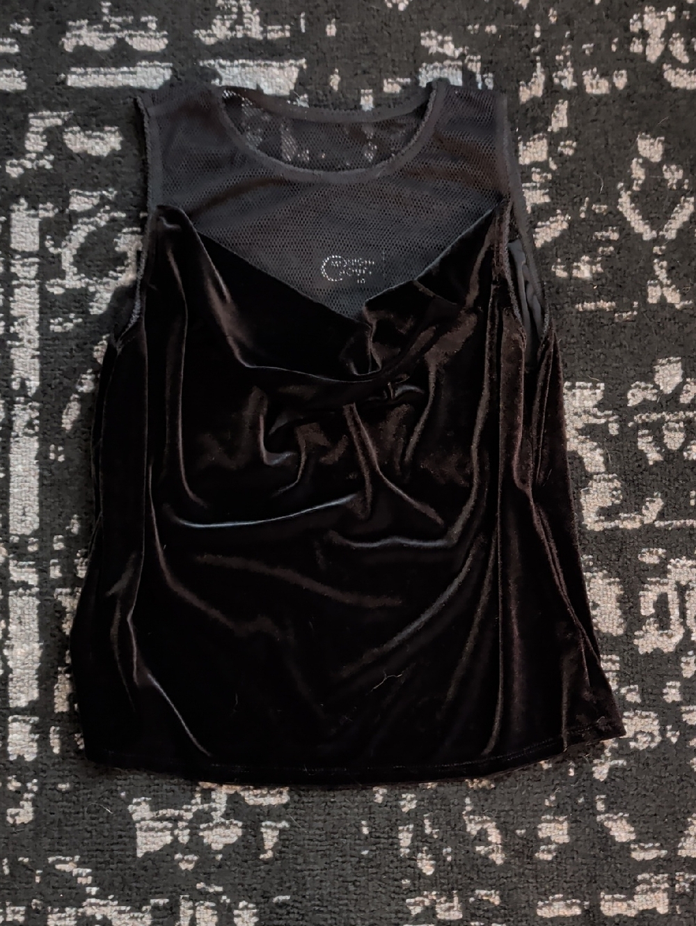 Midnight Hour Velvet And Mesh Cowl Neck Top